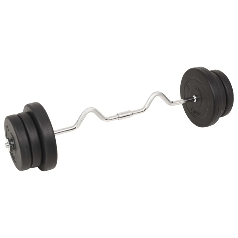 Pemberly Row Versatile 132.3lbs Barbell and Dumbbell Set in Black