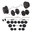 Pemberly Row Versatile 132.3lbs Barbell and Dumbbell Set in Black