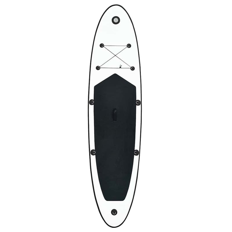 Pemberly Row Inflatable Stand Up Paddleboard Set in Black and White