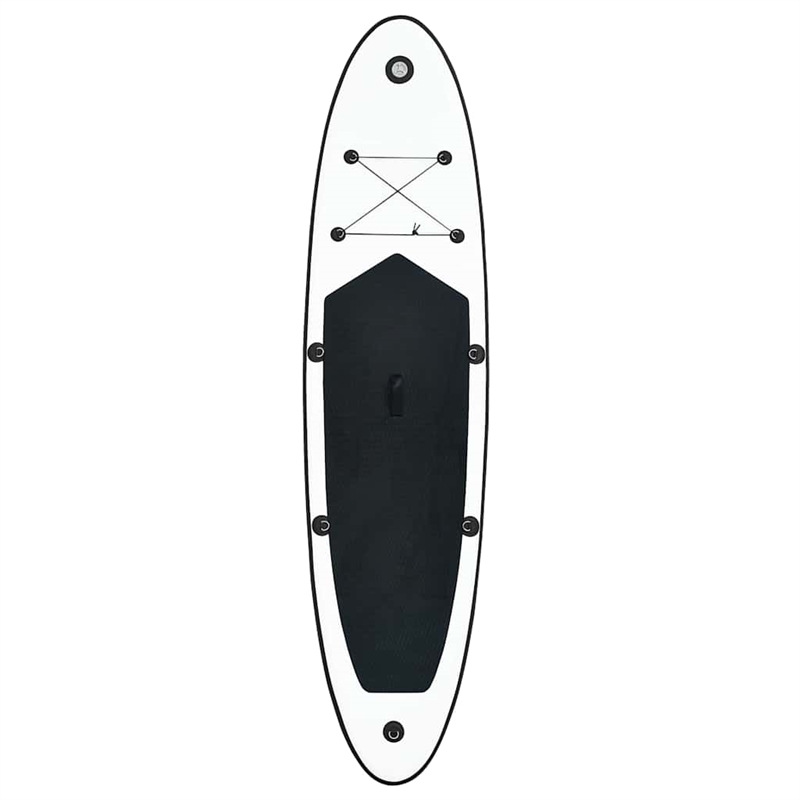 Pemberly Row Inflatable Stand Up Paddleboard Set in Black and White