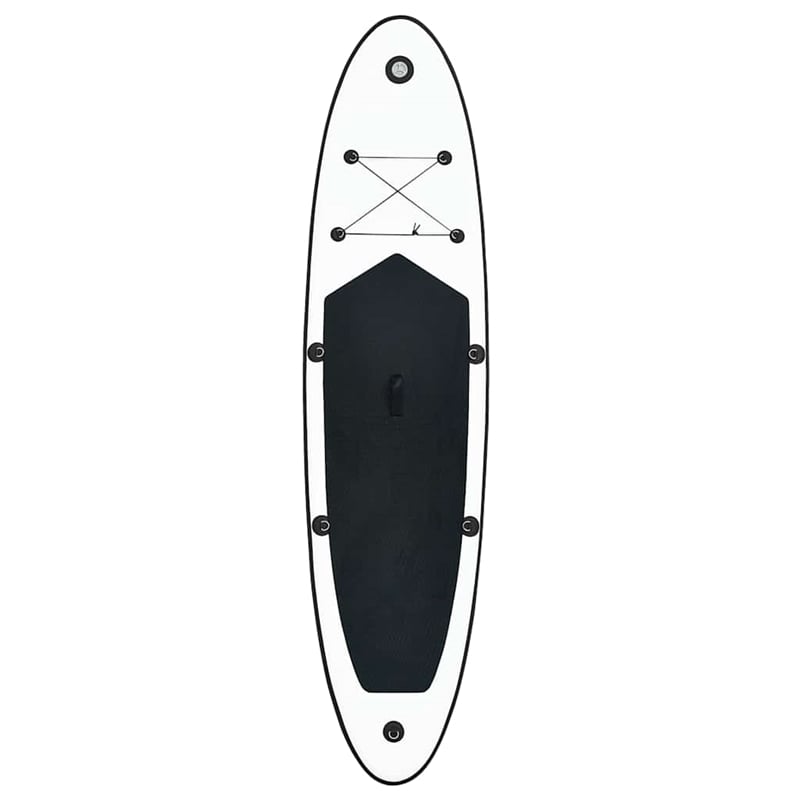 Pemberly Row Inflatable Stand Up Paddleboard Set in Black and White