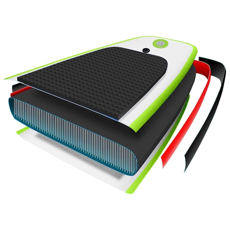 Pemberly Row Inflatable Stand Up Paddleboard Set in Green and White