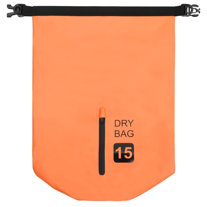 Pemberly Row Lightweight and Durable 4 gal PVC Dry Bag with Zipper in Orange