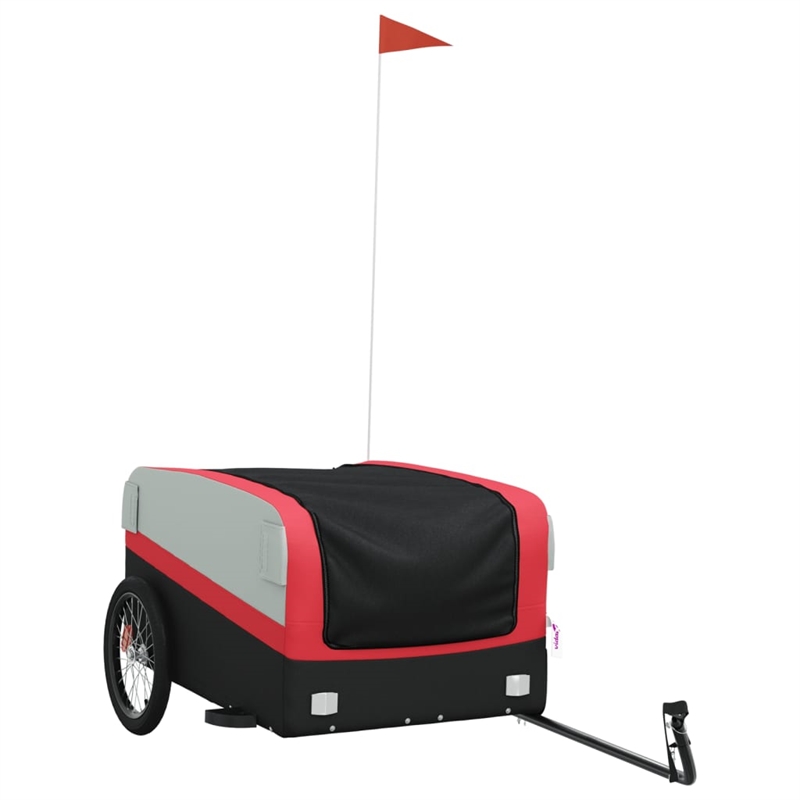 Pemberly Row Sturdy 99.2 lb Iron Bike Trailer in Black and Red