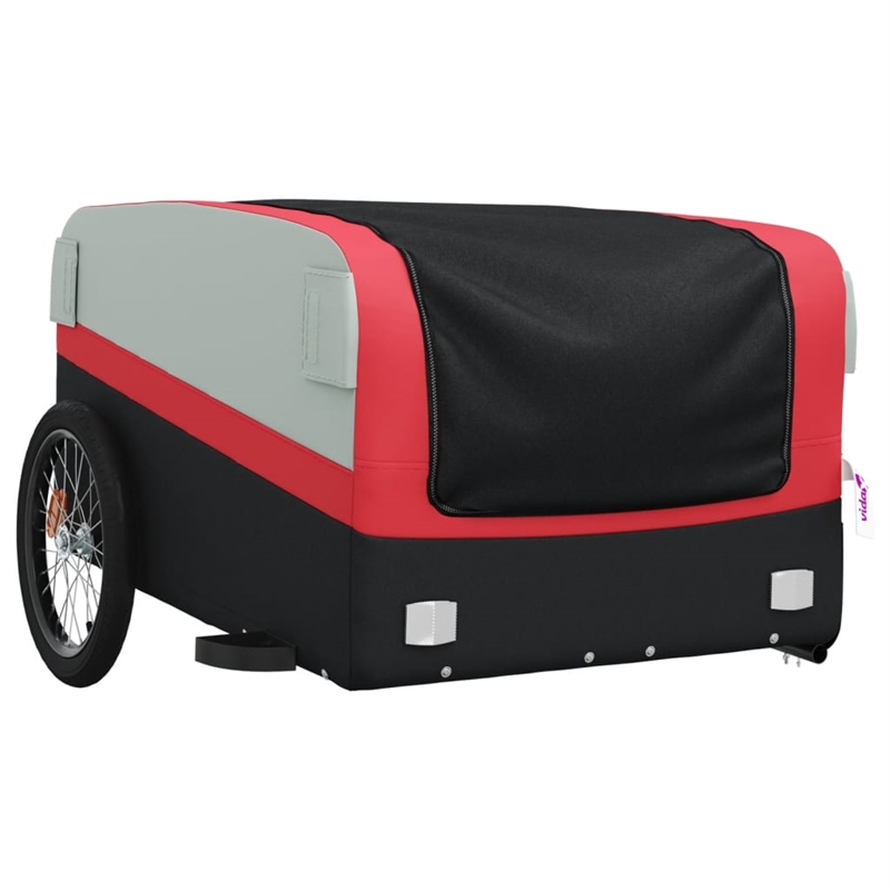 Pemberly Row Sturdy 99.2 lb Iron Bike Trailer in Black and Red