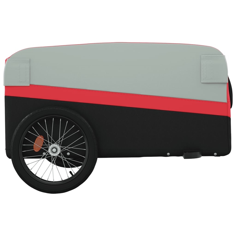 Pemberly Row Sturdy 99.2 lb Iron Bike Trailer in Black and Red