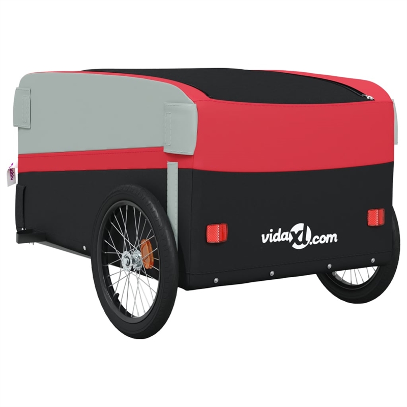 Pemberly Row Sturdy 99.2 lb Iron Bike Trailer in Black and Red
