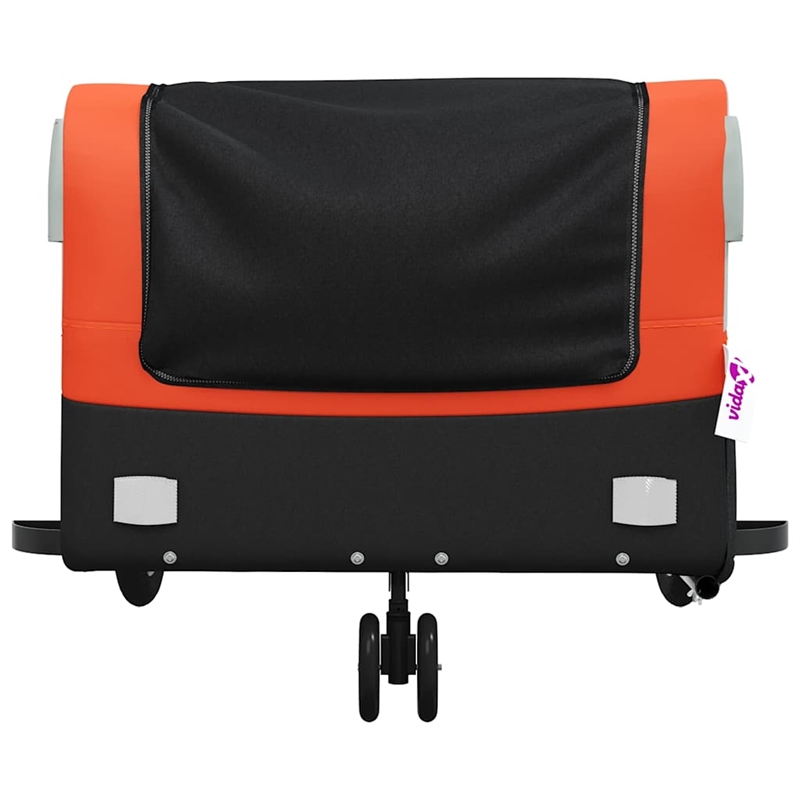 Pemberly Row Sturdy 99.2 lb Iron Bike Trailer in Black and Orange