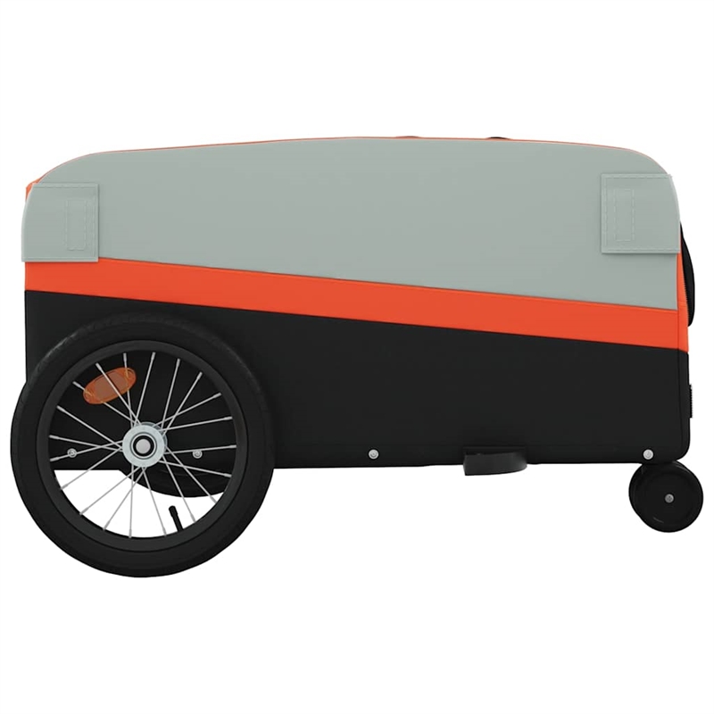 Pemberly Row Sturdy 99.2 lb Iron Bike Trailer in Black and Orange
