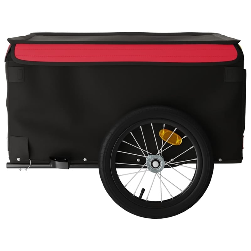Pemberly Row Sturdy 99.2 lb Iron Bike Trailer in Black and Red