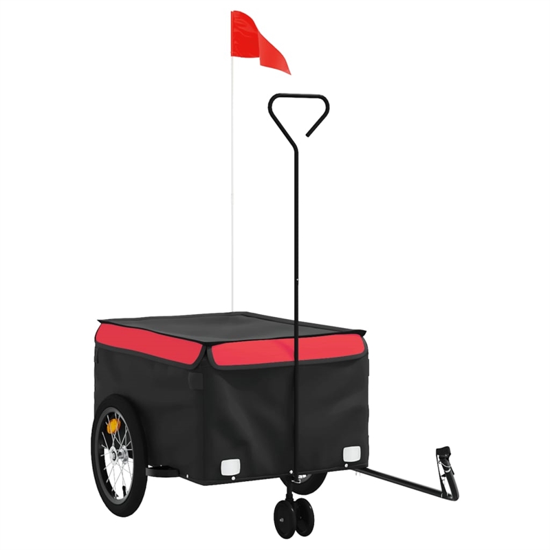 Pemberly Row Sturdy 99.2 lb Iron Bike Trailer in Black and Red