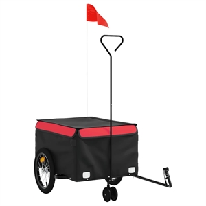 Pemberly Row Sturdy 99.2 lb Iron Bike Trailer in Black and Red