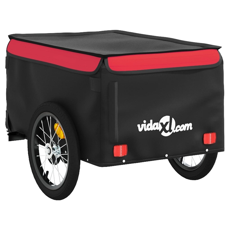 Pemberly Row Sturdy 99.2 lb Iron Bike Trailer in Black and Red