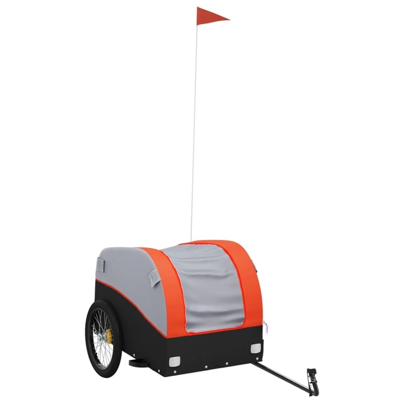 Pemberly Row Sturdy 99.2 lb Iron Bike Trailer in Black and Orange