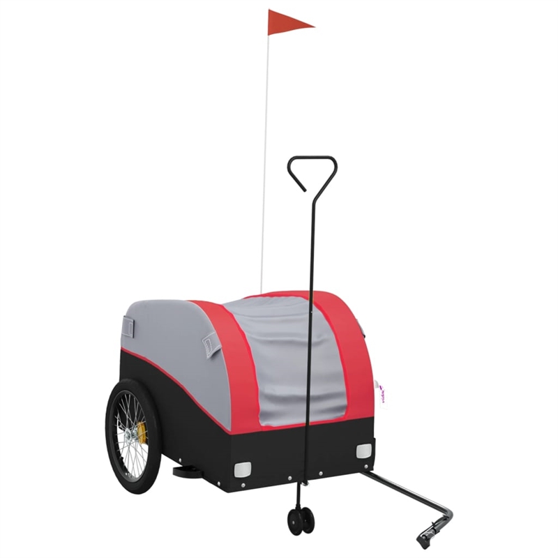 Pemberly Row Sturdy 99.2 lb Iron Bike Trailer in Black and Red