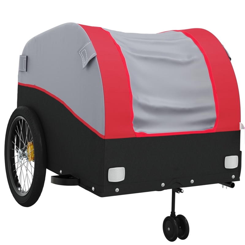 Pemberly Row Sturdy 99.2 lb Iron Bike Trailer in Black and Red