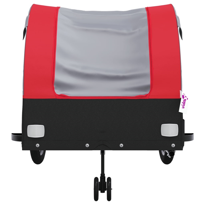 Pemberly Row Sturdy 99.2 lb Iron Bike Trailer in Black and Red