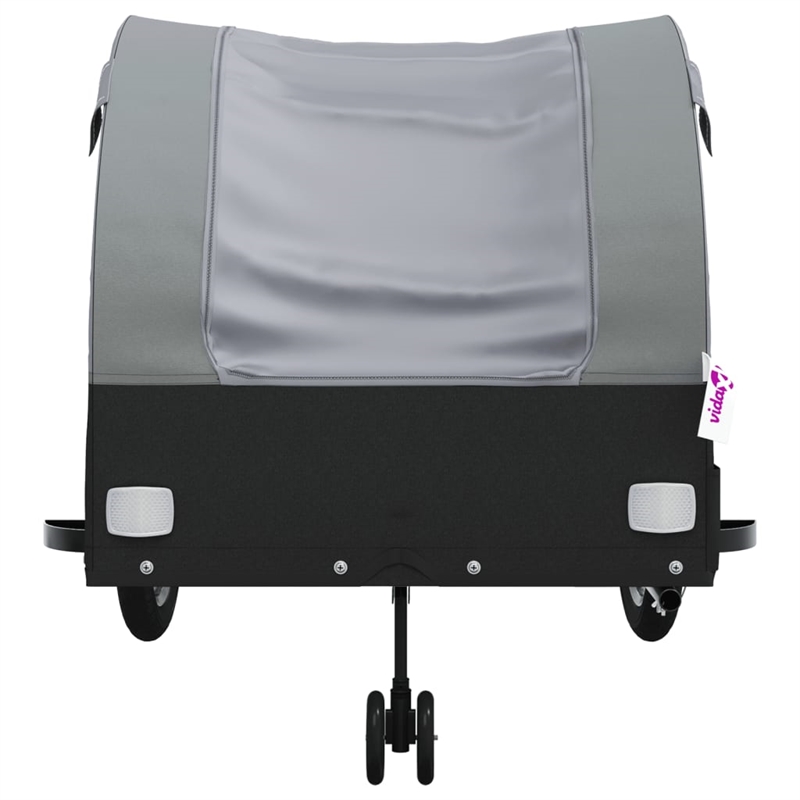 Pemberly Row Versatile 99.2 lb Iron Bike Trailer in Black and Gray