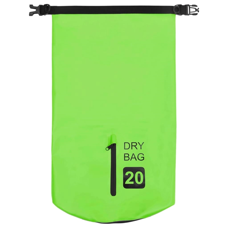 Pemberly Row Lightweight and Durable 5.3 gal PVC Dry Bag with Zipper in Green