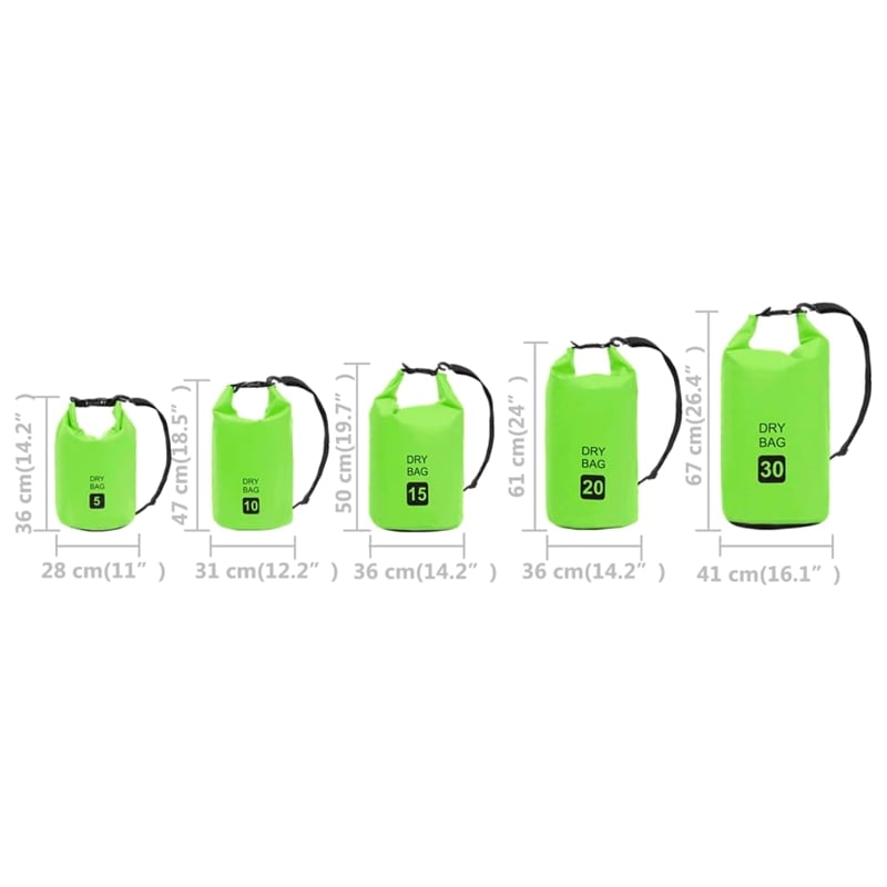 Pemberly Row Lightweight and Durable 7.9 gal PVC Dry Bag in Green