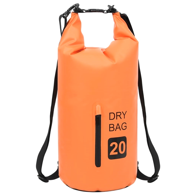Pemberly Row Lightweight and Durable 5.3 gal PVC Dry Bag with Zipper in Orange
