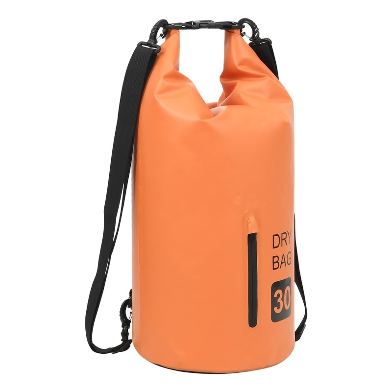 Pemberly Row Lightweight and Durable 7.9 gal PVC Dry Bag with Zipper in Orange