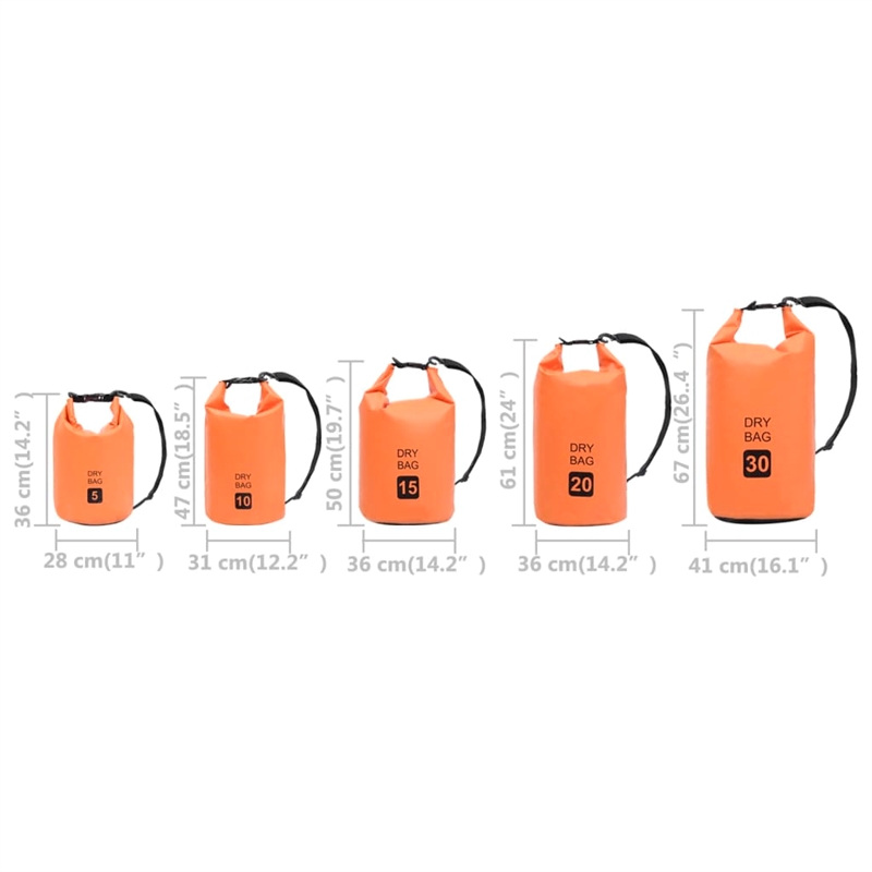 Pemberly Row Lightweight and Durable 7.9 gal PVC Dry Bag in Orange