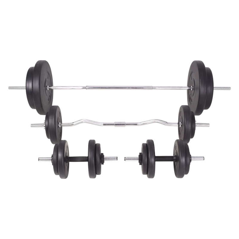 Pemberly Row Versatile 198.4lbs Barbell and Dumbbell Set in Black