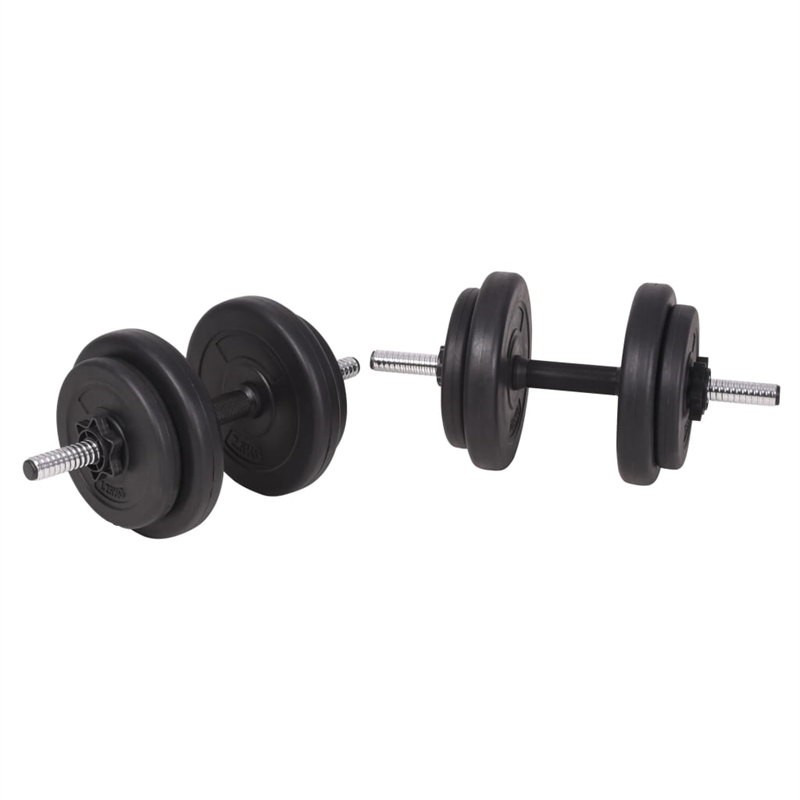 Pemberly Row Versatile 198.4lbs Barbell and Dumbbell Set in Black