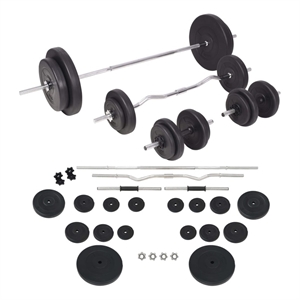 Pemberly Row Versatile 198.4lbs Barbell and Dumbbell Set in Black