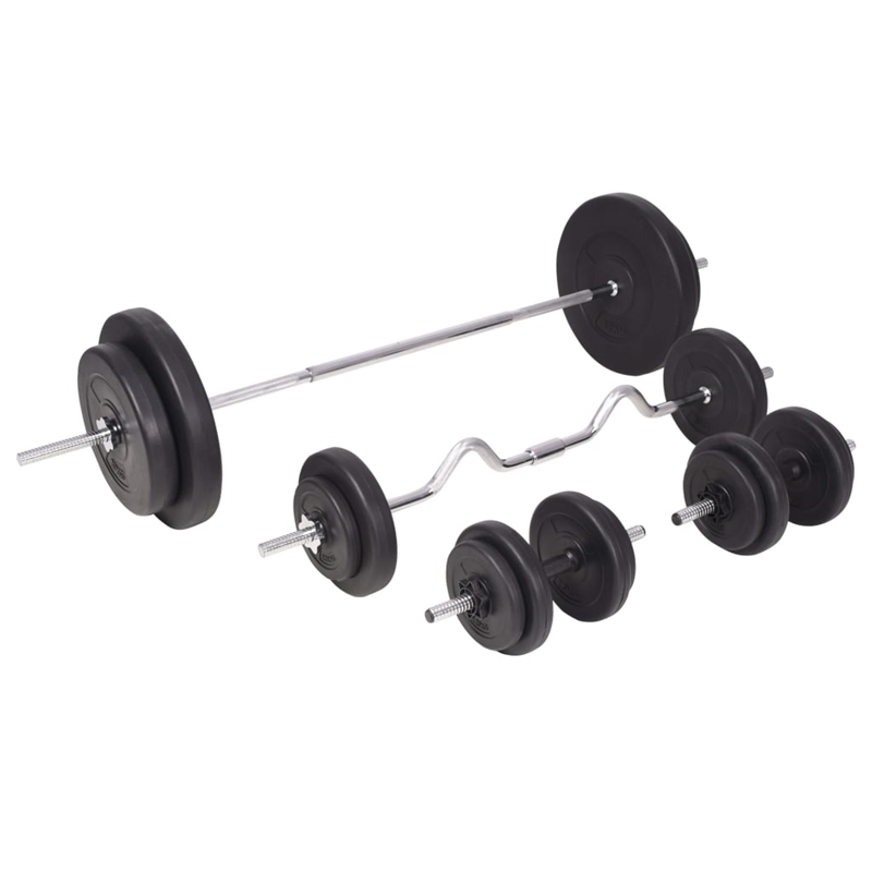 Pemberly Row Versatile 198.4lbs Barbell and Dumbbell Set in Black