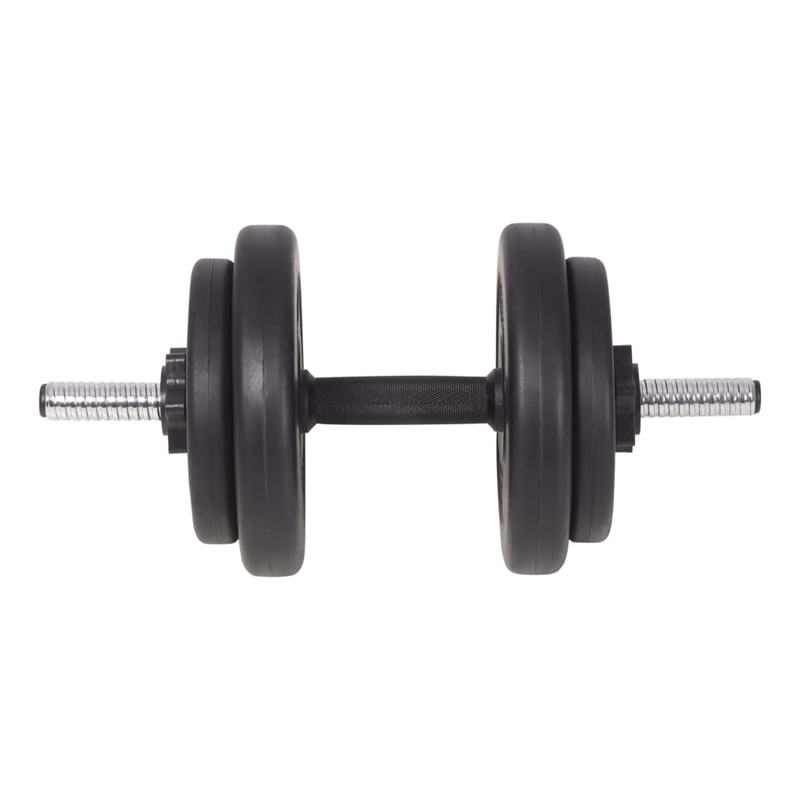 Pemberly Row Versatile 198.4lbs Barbell and Dumbbell Set in Black