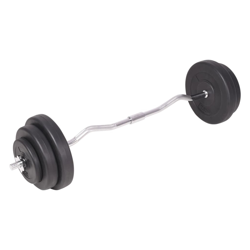 Pemberly Row Versatile 264.6 lbs Barbell and Dumbbell Set in Black