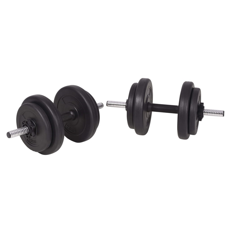 Pemberly Row Versatile 264.6 lbs Barbell and Dumbbell Set in Black