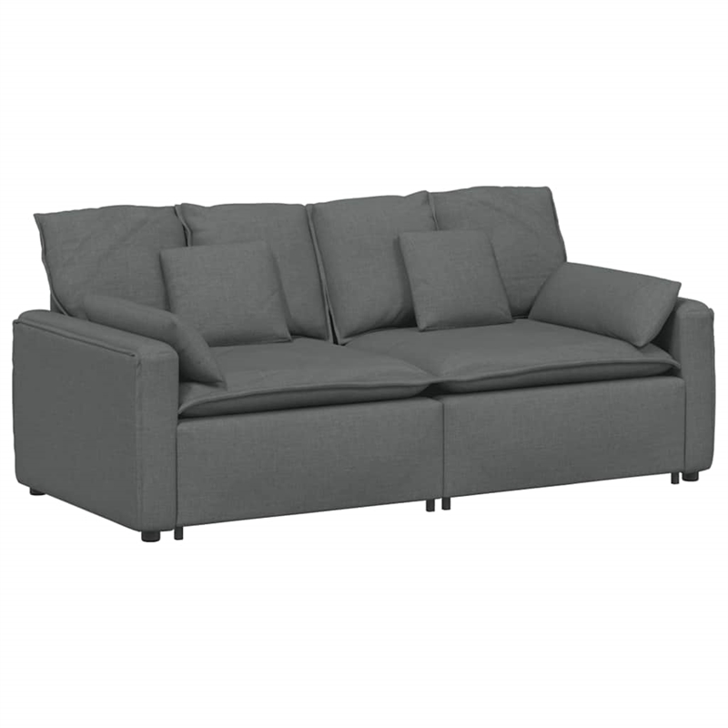 Pemberly Row Contemporary Modular Sofa with Cushions in Dark Gray