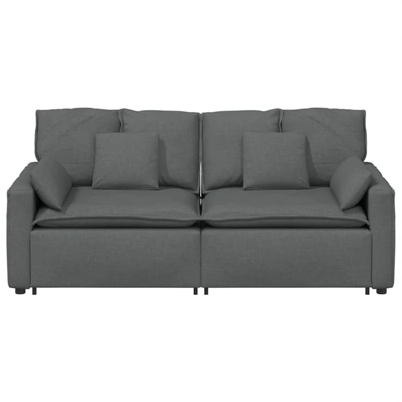 Pemberly Row Contemporary Modular Sofa with Cushions in Dark Gray