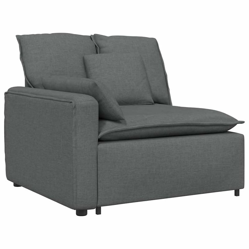 Pemberly Row Modular Sofa with Footstool & Cushions in Dark Gray Fabric