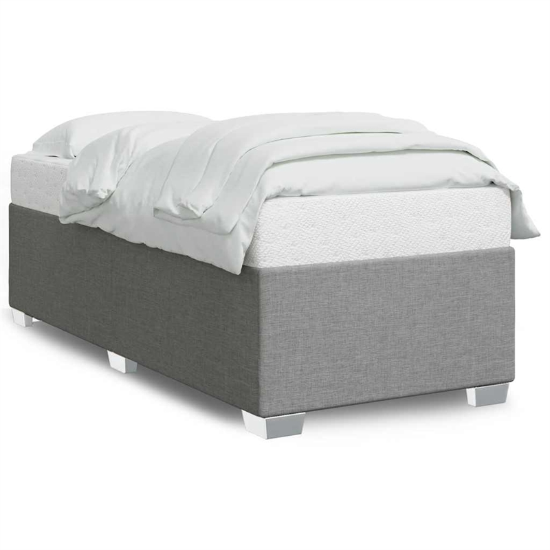 Pemberly Row Contemporary Engineered Wood Twin Bed Frame in Light Grey
