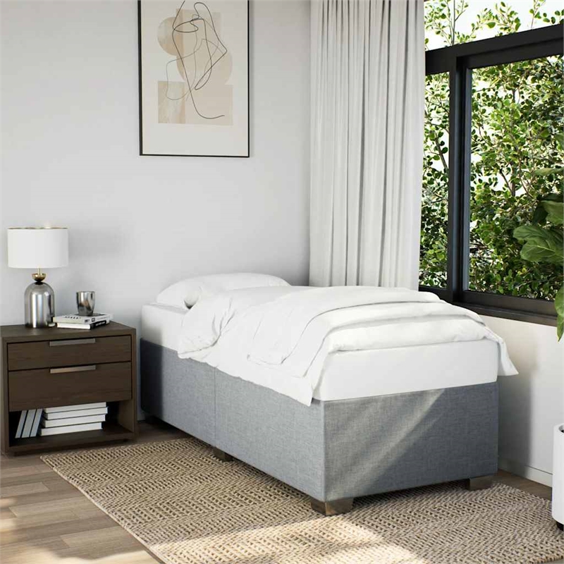 Pemberly Row Contemporary Engineered Wood Twin Bed Frame in Light Grey