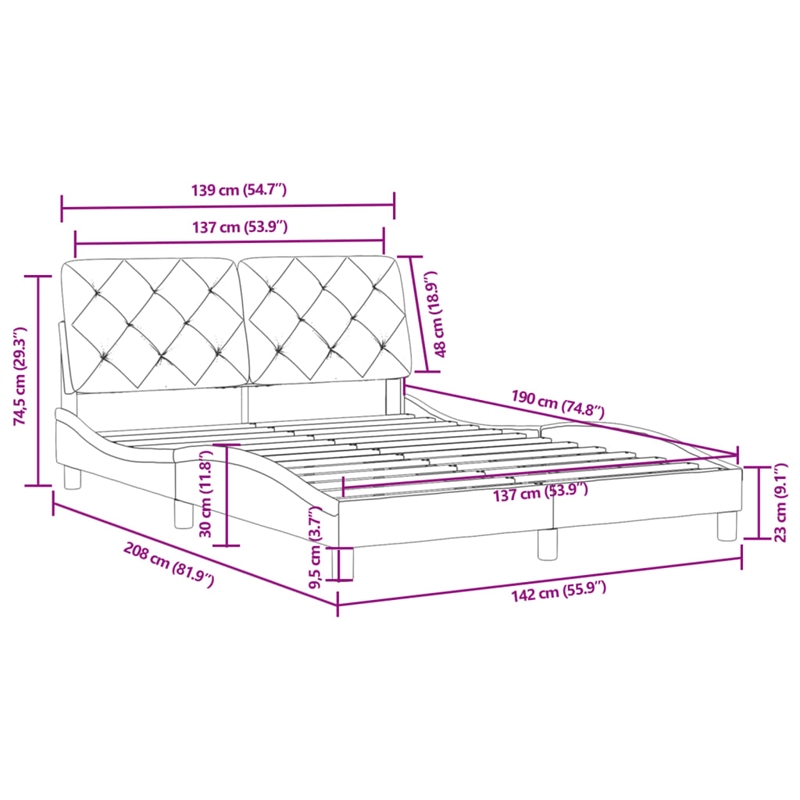 Pemberly Row Contemporary Engineered Wood Full Bed XL Frame in Dark Gray