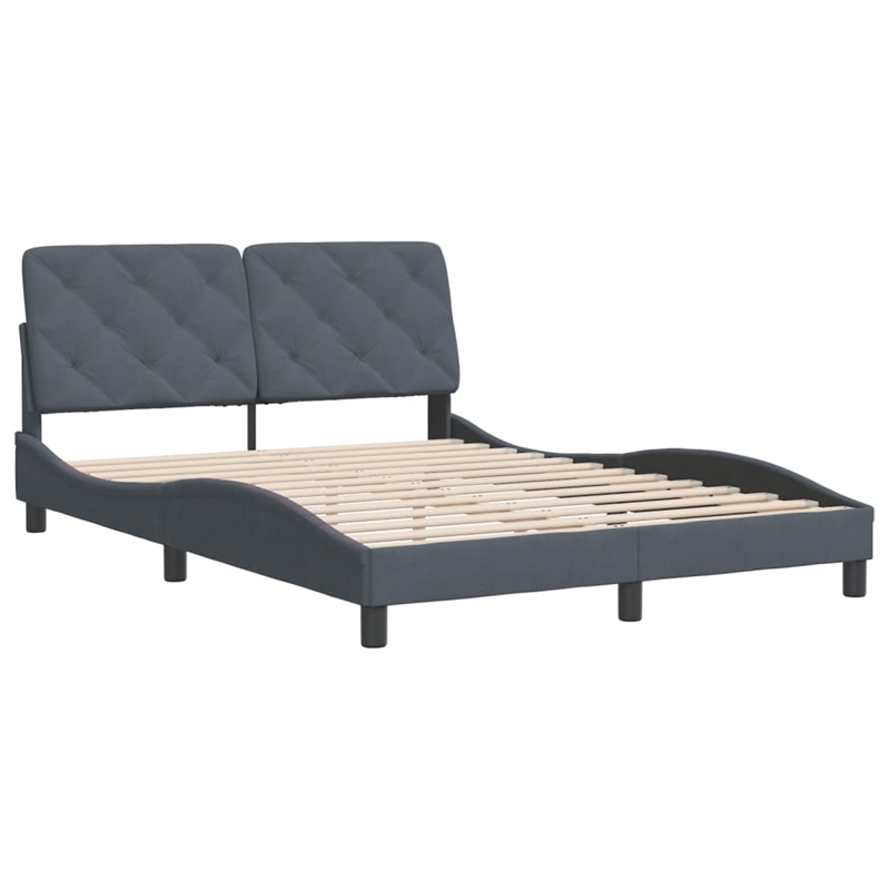 Pemberly Row Contemporary Engineered Wood Full Bed XL Frame in Dark Gray