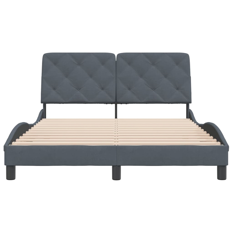Pemberly Row Contemporary Engineered Wood Full Bed XL Frame in Dark Gray