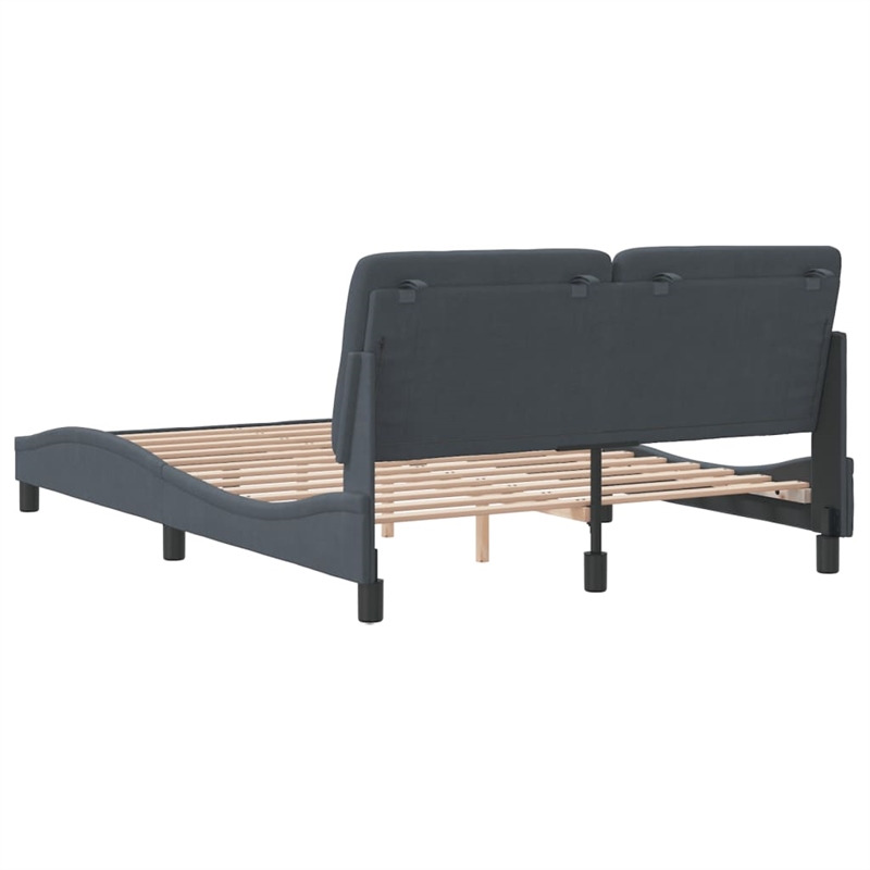 Pemberly Row Contemporary Engineered Wood Full Bed XL Frame in Dark Gray