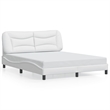 Pemberly Row Faux Leather Queen Engineered Wood Bed Frame in White