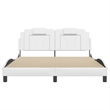Pemberly Row Faux Leather Queen Bed Frame without Mattress in White