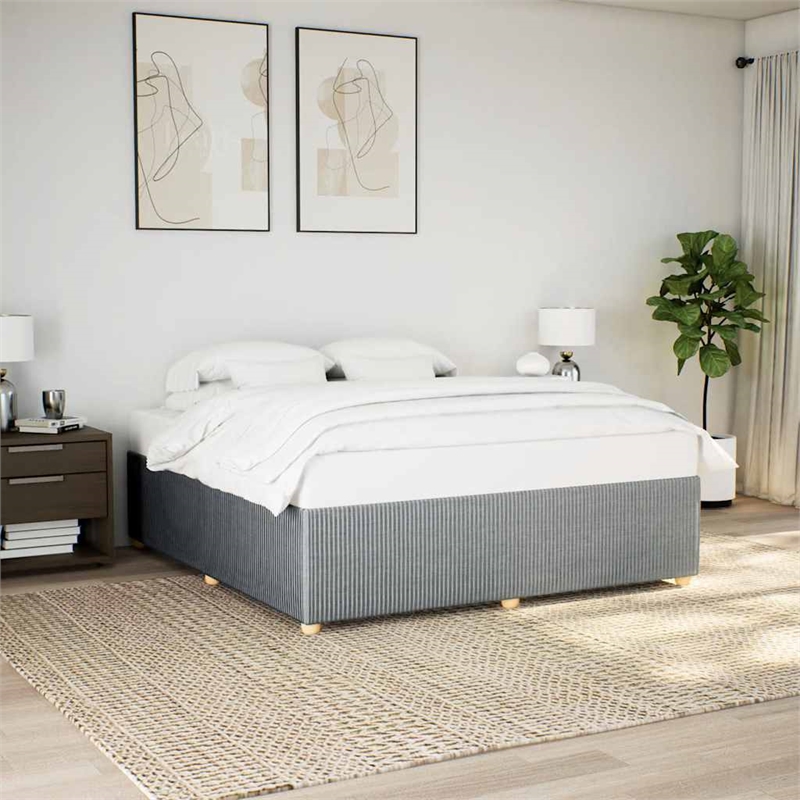 Pemberly Row Contemporary Engineered Wood King Bed Frame in Light Grey