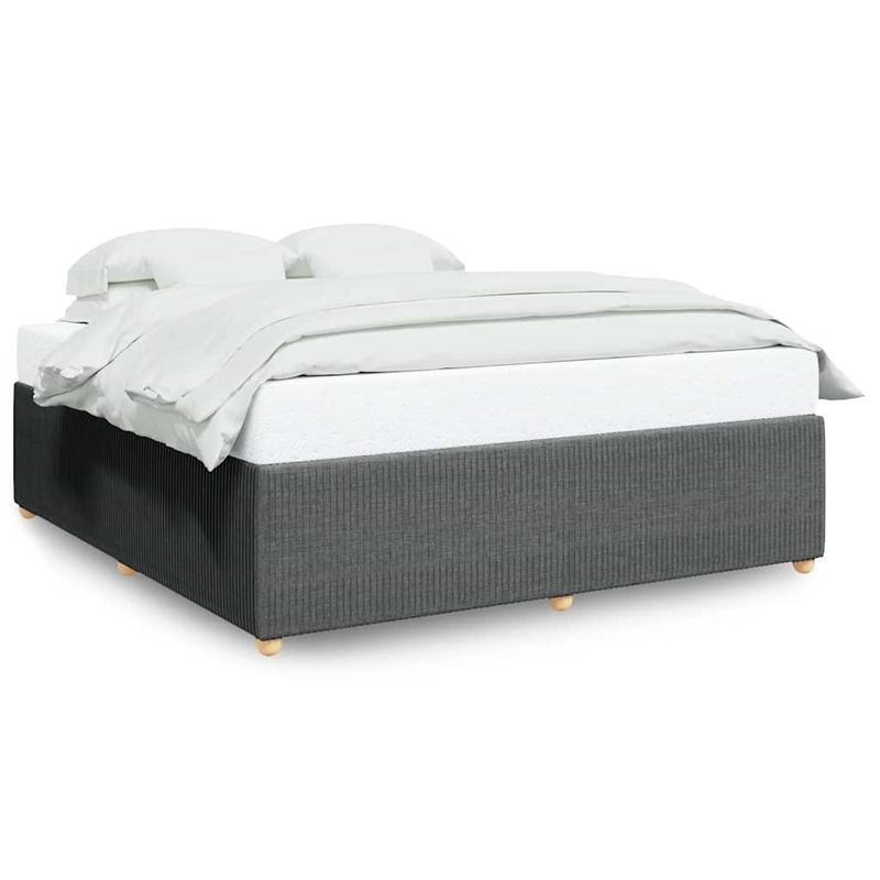 Pemberly Row Engineered Wood King Bed Frame in Dark Gray Fabric