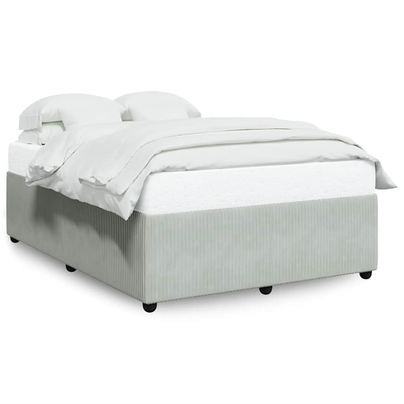 Pemberly Row Contemporary Queen Engineered Wood Bed Frame in Light Grey