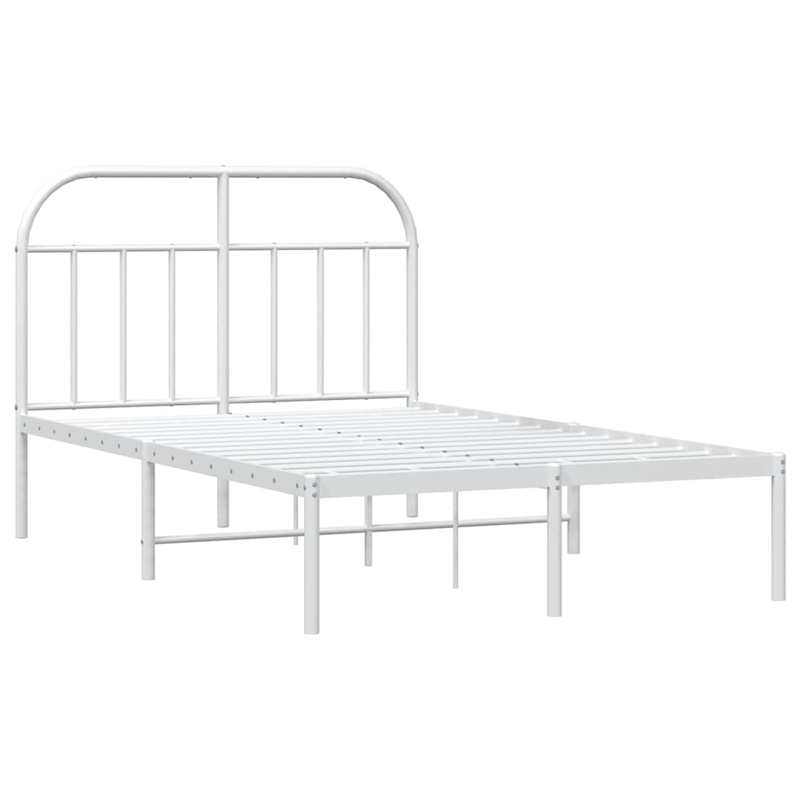 Pemberly Row Rectangular Powder-Coated Steel Full Bed Frame in White