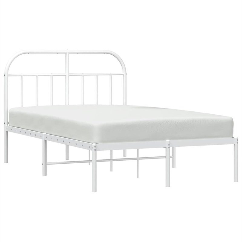 Pemberly Row Rectangular Powder-Coated Steel Full Bed Frame in White